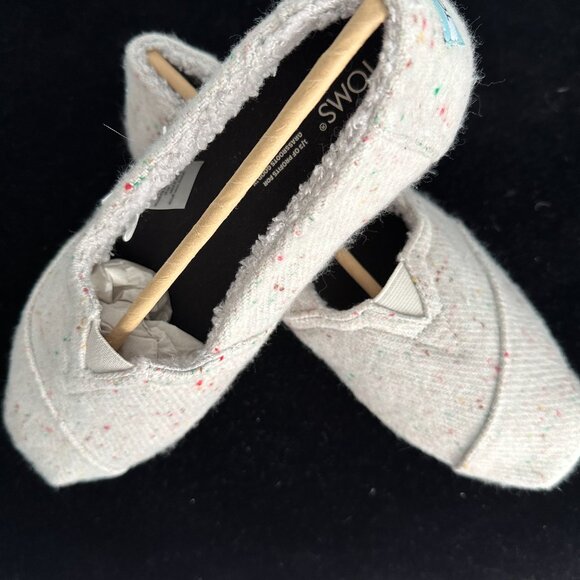 TOMS Alpargata Lunar Grey Repreve Speckled Twill Faux Shearling 8.5 NWT - Picture 6 of 6